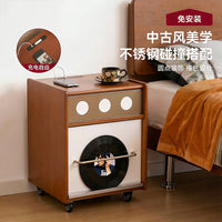 Mid-Century Modern Nightstand with Storage, Movable Small Side Table for Bedroom, Solid Wood End Table