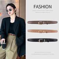 Women's Genuine Leather Belt with Alloy Pin Buckle for Jeans and Suits