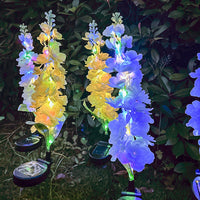 LED Solar Decorative String Lights for Garden and Yard, Outdoor Waterproof Ground Plug Lamp with Simulated Violet Design