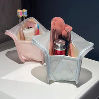 Portable Large Capacity Toiletry Bag with Compartments, Waterproof Standing Cosmetic Organizer for Travel