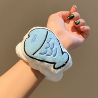 Cute Penguin & Fish Plush Wristbands for Face Washing - Absorbent & Anti-Drip