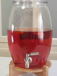 Cold Water Dispenser with Faucet, Round Fruit Juice Jar, Commercial High-Temperature Resistant Acrylic Beverage Bucket for Self-Service