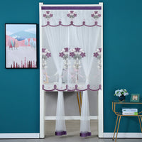 Embroidered Lily Double-Layer Mosquito Net Door Curtain for Bedroom Living Room