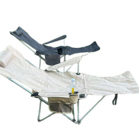 Outdoor Folding Lounge Chair with Leg Rest, Portable Recliner for Office, Camping, Beach, 4-Position Adjustable Armchair