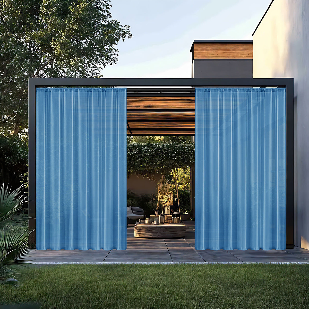 Outdoor Waterproof Polyester Rod Pocket Curtain for Patio Gazebo