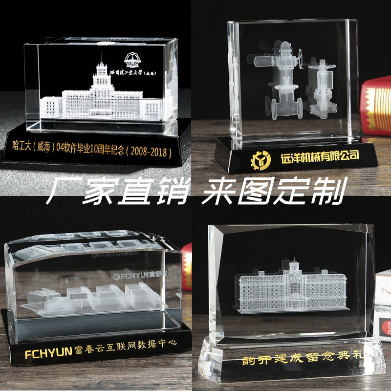 3D Laser Engraved Crystal Souvenir Models - Car, Architecture, Landscape