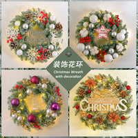 Christmas Frosted White Wreath with LED Lights for Door and Window Decoration