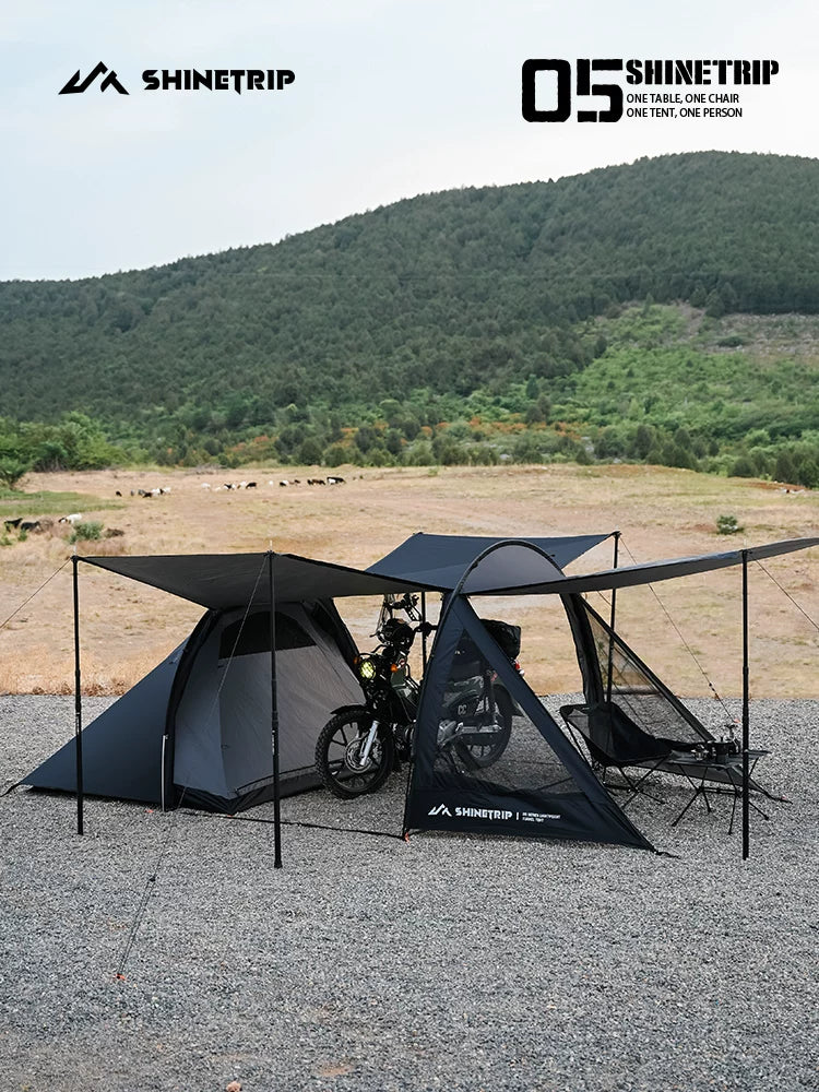 Motorcycle Tunnel Tent for Solo Riders - Lightweight, Waterproof, Sun Protection Outdoor Overnight Shelter