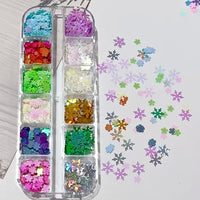 12-Grid Christmas Snowflake Glitter Mix for Nail Art Decoration