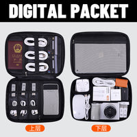 Large Capacity Double-Layer Digital Organizer Bag for Electronics, Cables, Power Bank
