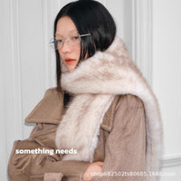 Faux Fur Scarf for Women, Long Winter Neck Warmer, Eco-Friendly Fox Fur Plush Collar