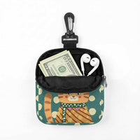 Cute Cat Print Polyester Coin Purse Water-Resistant Zipper Pouch Multi-functional Mini Earphone Bag
