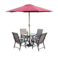 Outdoor Patio Folding Table and Chair Set with Umbrella for Garden Balcony