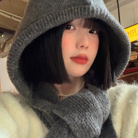 Women's Knitted Balaclava Hat Scarf Combo for Winter Warmth, Neck Protection, and Ear Coverage