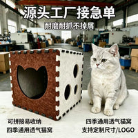 Felt Cat Cave Bed with Snap Buttons, Collapsible and Easy to Store, All Seasons