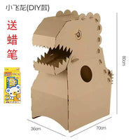 Cardboard DIY Cartoon Dinosaur Animal Model Assembly Toy for Kids with Crayons