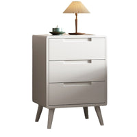 Solid Wood 3-Drawer Nightstand, Oak Wood Storage Cabinet for Bedroom, Nordic Style Dresser, Fully Assembled