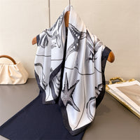 Beach Vacation Print Imitation Silk Scarf Shawl for Women
