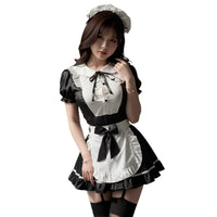 Maid Cosplay Lingerie Set with Stockings, Sexy Roleplay Costume for Women