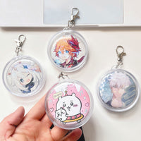 Acrylic Transparent Badge Holder Keychain for 58mm Badges, Double-Sided Display & Waterproof Protection