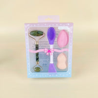 Silicone Facial Cleansing Brush & Bath Scrubber Set with Beauty Sponge