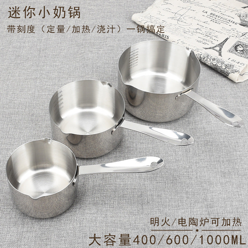 Thickened Rose Gold Saucepan with Scale for Baby Food, Butter Melting, and Oil Heating