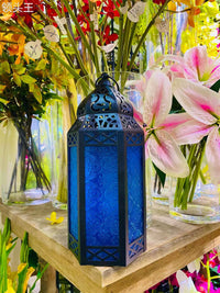 American Country Style Stained Glass Candle Holder Lantern for Home Decor