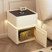 Smart Nightstand with Integrated Safe, Wireless Charging, and Storage for Bedroom