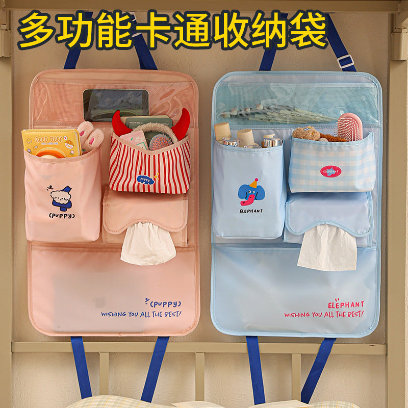 Foldable Multi-Layer Cartoon Storage Hanging Bag for Car, Dorm, and Home Organization