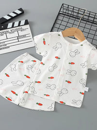 Infant Cotton Short Sleeve Pajama Set for Summer