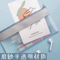 Translucent Frosted Pencil Pouch, Large Capacity Stationery Bag for Students