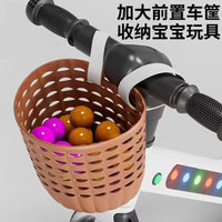 Cute Cartoon Kids' Bike Pumpkin Woven Basket Front Handlebar Storage for Stroller Scooter