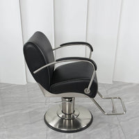 Professional Hydraulic Reclining Barber Chair for Salon, Swivel Hair Styling Chair with Stainless Steel Base
