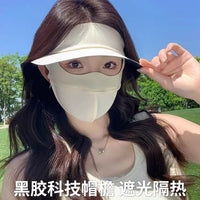 Women's Summer Ice Silk Full Face Sun Protection Mask with Brim and UV Shield