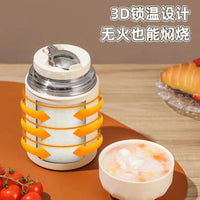 Minimalist Stainless Steel Food Jar with Handle, Wide Mouth Vacuum Insulated Thermos for Porridge and Soup