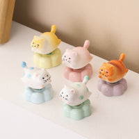 Ceramic Rotating Cute Animal Cat Desktop Ornament for Office Stress Relief