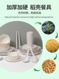 Biodegradable Rice Husk Disposable Dinnerware Set for Home & Camping