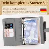 A6 6-Hole Crocodile Pattern Binder Notebook with Zipper Pockets for Cash Storage and Journaling