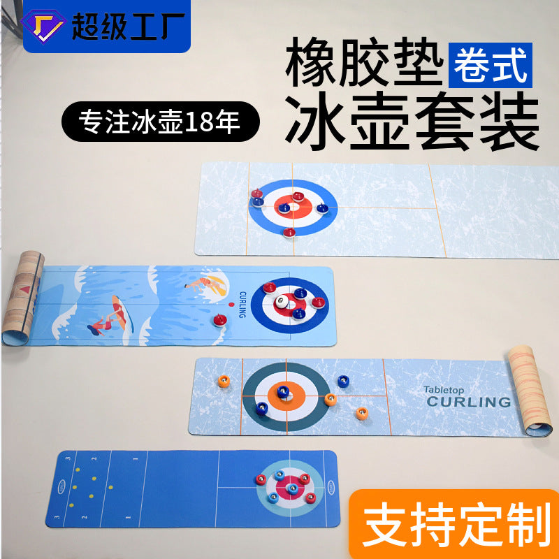 Mini Tabletop Curling Shuffleboard Bowling Game Mat