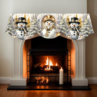 Christmas Snowman Gold Hat Fireplace Mantel Scarf for Holiday Party Decor