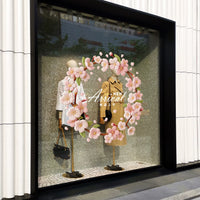 Cherry Blossom Wreath Window Clings for Spring Decor