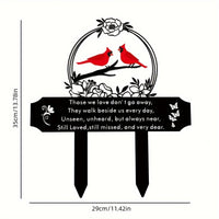 Cardinal Bird Outdoor Cemetery Memorial Stake Rust-Resistant Metal Craft