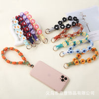 INS Style Daisy Flower Woven Phone Charm Lanyard Keychain Bag Pendant for Women