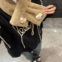 Cute Cat and Fish Plush Scarf for Winter, Thickened Japanese Style Warm Cross Scarf for Students