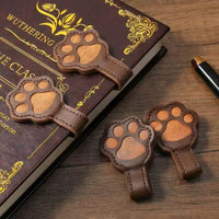 Vintage Irregular Cat Paw Magnetic Bookmark Clip, Multi-purpose Leather Bookmark for Books and Journals