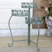 Vintage Iron Art Folding Flower Pot Stand for Balcony Garden Patio