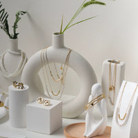 Geometric Plaster Jewelry Display Stand for Rings, Earrings, Necklaces, and Photography Props
