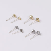 18K Gold Plated Copper Ball Stud Earrings with Hanging Loop for DIY Jewelry Making