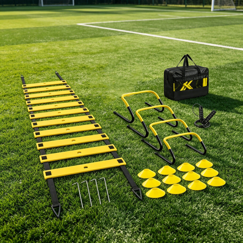 Agility Ladder Training Set with Resistance Parachute, Disc Cones, Hurdles, and Jump Rope for Soccer Training