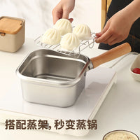 Stainless Steel Deep Fryer Pot with Basket, Portable Multi-functional for Home & Outdoor Cooking, Induction Compatible